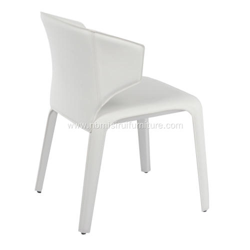 Hola white leather armrest dining chairs